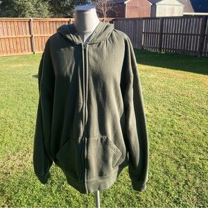 West loop mens olive green zip up lined hooded sweatshirt jacket in XXL Preowned